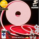 Neeko Neon Esnek Şerit LED Tak Çalıştır Kumandalı - Dimmer- Kırmızı - 4 m