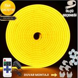 Neeko Neon Esnek Şerit LED Tak Çalıştır Kumandalı - Dimmer- Sarı - 2 m