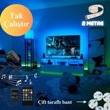 Neeko Sese Duyarlı Tv Arkası Rgb Şerit LED Kumandalı - 2 m - Siyah