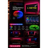 neeko TV Arkası Telefon Kontrollü RGB Şerit Led Sınırsız Renk 20 Mod 12V Kendinden Yapışkanlı LED Işık