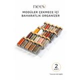 Neev 2’li Modüler Şeffaf Çekmece İçi Baharatlık Standı – Ayarlanabilir Z Organizer, İç İçe ve Üst Üste Kullanılabilir | 30,5 × 13,5 × 2,5 cm