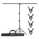 Neewer T-şeklinde arka plan destek seti, 2,6 m yüksek ayarlanabilir tripod standı ve 1,5 m genişliğinde çapraz çubuk, 4 yaylı kelepçe ve 1 taşıma çantası ile stüdyo, fotoğraf, video, fotoğraf için