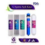 Nefa Açık Kasa Su Arıtma ve İhlas Aura Cebilion -Compact Model- Uyumlu 5'Li Filtre Seti,80 GPD Membran