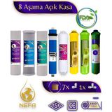 Nefa Tüm Açık Kasalar Için Uyumlu 8 Aşamalı Filtre Seti, Detox, Mineral,alkalin Destekli, 80 Gpd Membran