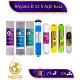 Nefa Tüm Açık Kasalara Uyumlu Ph8 B 12 Destekli 8 Aşamalı Su Arıtma Filtre Seti