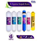 Nefa Tüm Kapalı Kasalar Ve İhlas (Silver, Plus, Platinum ) 6'Lı Filtre Seti, (Çift Karbonlu) 80 GPD Membran