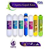Nefa Tüm Kapalı Kasalar Ve İhlas (Silver, Plus, Platinum ) 7'Li Filtre Seti, (Çift Karbonlu), 80 GPD Membran