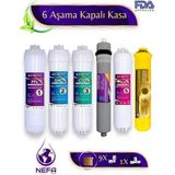 Nefa Tüm Kapalı Kasalar ve Ihlas (Silver Plus Platinum ) Su Arıtma 6'lı Filtre Seti, 80 Gpd Membran - Beyaz
