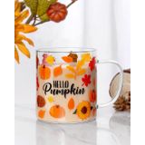 Nefelibata Sonbahar Kabak Cam Kupa 425 ml Saplı Şeffaf Bardak, Büyük Espresso Buzlu Kahve Fincanı Sıcak İçecek Cappuccino Çay İçme Züccaciye Sonbahar Dekoru Kahve Bar Cadılar Bayramı Şükran Günü
