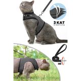 nefertiti cosmetic 3 Kat File Yeni Nesil Nefes Alabilen Kedi Göğüs Tasma 2'li Set Siyah