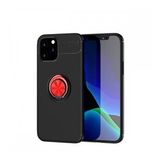 Nefertiya iPhone 12 Range Yüzüklü Siyah-Kırmızı Silikon Kılıf