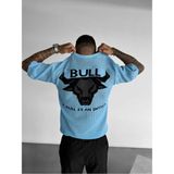 Nefes Alabilen Oversize Tişört Fileli Terletmez Pamuklu Bisiklet Yaka Rahat Kesim Salaş T-Shirt - Mavi - Siyah