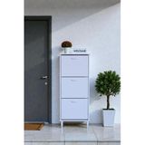 Nefes Ayaklı 52 Cm Ayakkabılık Kapı Önü/Antre 3 Düşer Kapaklı Beyaz 52X127x26 Cm Ayakkabılık