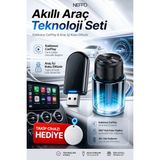 Neffo 160 ml Araç Kokusu + Carplay Seti | Takip Cihazı Hediye Akıllı Araç Teknoloji Seti Takip Cihazı Araba Kokusu - Siyah