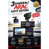 Neffo 3 Kameralı Araç KAMERASI(2025) Wifi / App /1080P Fhd/ 170° Ultra Geniş Açı/gece Görüş/ G-Sensörü