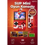 Neffo 400 Nostalji Oyunlu Mini Atari Karışık Renk Çift Kol Mini El Atarisi - kırmızı