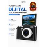 NEFFO 4K Dijital Retro Video Kamera 48MP Flaşlı (16GB) SD Kart Hediye Dijital Vlog Fotoğraf Makinesi