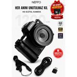 Neffo 4K Ultra Hd Dijital Fotoğraf Makinesi 68 Mp 28X Zoom 180° Döner Ekran Wifi Kompakt Kamera - Siyah
