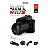 NEFFO 4K WiFi Dijital Fotoğraf Makinesi Kamera | 3.0" LCD Ekran, Canlı Yayın, Geniş Açı Lens, Flaş Kızağı, Mikrofon Destekli