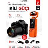 Neffo 4K Wifi Dijital Fotoğraf Makinesi Kamera | 3.0" LCD Taşınabilir Vlog Spor ve Aksiyon Kamerası - Siyah