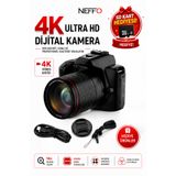 NEFFO 4K WiFi Dijital Kamera | Fotoğraf Makinesi | Fotoğraf Makinası 3.0" LCD Ekran, Canlı Yayın, Geniş Açı Lens, Flaş Kızağı, Mikrofon Destekli