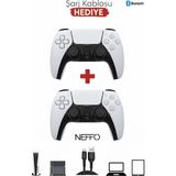 Neffo Bluetooth Oyun Kolu Ps4 Ps5 ve Pc Uyumlu Wireless Kablosuz Oyun Kolu Joystic 2 Adet - Beyaz