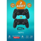 Neffo Doubleshock 4 Kablosuz Titreşimli Oyun Kolu 2 Adet – Ps4 / Pc Uyumlu, Çift Motorlu, Ergonomik Tasarım - Siyah
