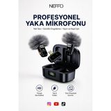 Neffo Kablosuz Yaka Mikrofonu Type-C Şarjlı Gürültü Engellemeli Çift Mikrofonlu Telefon Kamera Yayın Mikrofonu - Siyah