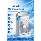 Neffo Masaüstü Taşınabilir Buzlu Vantilatör Su Soğutmalı LED Işıklı Soğutucu Fan Aır Cooler Fan - Beyaz