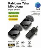 Neffo Profesyonel 2 Li Kablosuz Yaka Mikrofonu 3in1 Mikrofon Type-C/lightning/jack