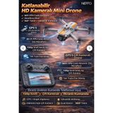 NEFFO R06 | Akıllı Çarpışma Engelleme | Katlanabilir Hd Kameralı - Ekranlı Drone