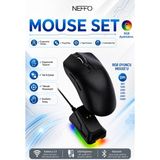 Neffo Rgb Kablosuz Oyuncu Mouse Seti Bluetooth 2.4ghz USB Şarjlı Gaming Mouse 12800 Dpı - Siyah