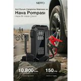Neffo Taşınabilir Dijital Hava Kompresörü 150 Psı – 10.800 Mah Jump Starter, Akıllı Kelepçeli