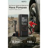 Neffo Taşınabilir Dijital Hava Kompresörü 150 Psı – 8.000 Mah Jump Starter, Akıllı Kelepçeli - Siyah