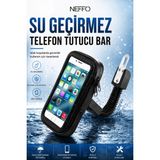 Neffo Telefon Tutacağı Motorsiklet 5-6.0 Inc Uyumlu Su Geçirmez Aynaya Montaj - Siyah