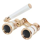 Nefis Işlemeli, Tiyatro / Opera Dürbünü 3X25 Prinç Metal Kaplamalı Retro Beyaz P81431s6219