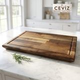 NeFizzDoğa Nfzzstore Masif Ceviz Kesme Tahtası 50X30X4 cm Kalın Ahşap Doğrama ve Sunum Tahtası