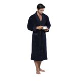 Nefti Renk Yaka Kapitone Bambu Pamuklu Erkek Bornozu Lacivert L/XL