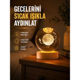 Negok Ahşap Standlı Sarı Işıklı Dekoratif Küre Kız Figürü Tasarım