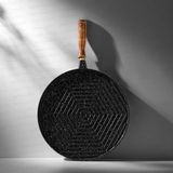 Nehir Alüminyum Döküm Grill-Gözleme Çift Taraflı 36 cm Tava - Siyah