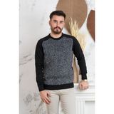 NEHİR BY FARUK ÜLKER SIFIR YAKA REGULAR FİT ERKEK TRİKO KAZAK SİYAH 3XL