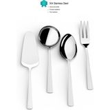 Nehir Deniz Mini Sofra Servis Takımı - Kepçe Kaşık Spatula Çatal Seti 4 Parça 18/10 - Gri