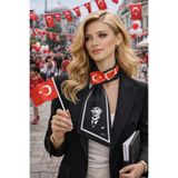 nehir eşarp Atatürk Türk Bayrağı Desen Geçirmeli Boyun Kravat Fular 175x13 Cm