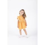 Nehir Kids Kız Çocuk Çantalı ve Dantelli Kısa Kollu Yazlık Salopet Bayramlık Elbise (2-3-4-5 Yaş ) - Turuncu