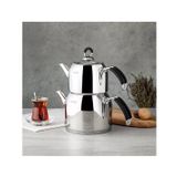Nehir Metalik Modern Mini Küçük Boy Çaydanlık Takımı Süzgeçli