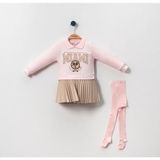 Nehir Miami Kız Çocuk Deri Sweat Elbise - 01P-Pembe - 3 - 4 Yaş
