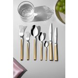 Nehir Milano Altın Saten 12 Kişilik 89 Parça Deri Kutulu Çatal Kaşık Bıçak Takımı