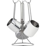 Nehir Modern 4 Parça Standlı Paslanmaz Çelik Cezve Seti