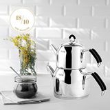 Nehir Modern Maxi Büyük Boy Paslanmaz Çelik 1.6-2.5 Lt. Çaydanlık Takımı Gri