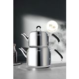 Nehir Modern Midi Orta Boy 1-2 Lt. Paslanmaz Çelik Çaydanlık Takımı